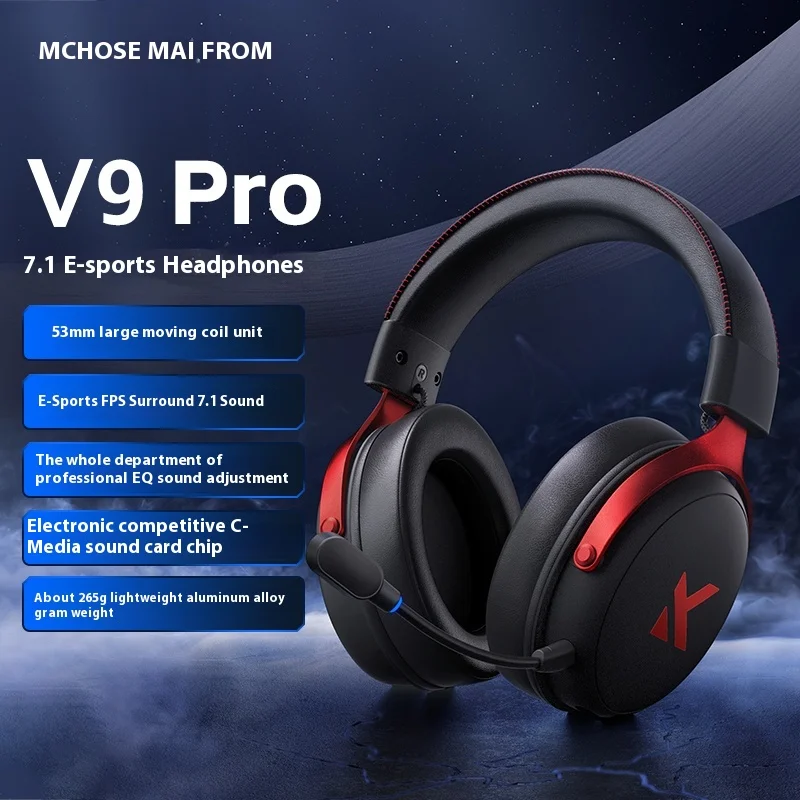 MCHOSE V9 Pro Bluetooth Headset Tri-Mode C-Media 7.1 channel Long Battery Life Comfortable Lightweight Custom Gaming Headphone