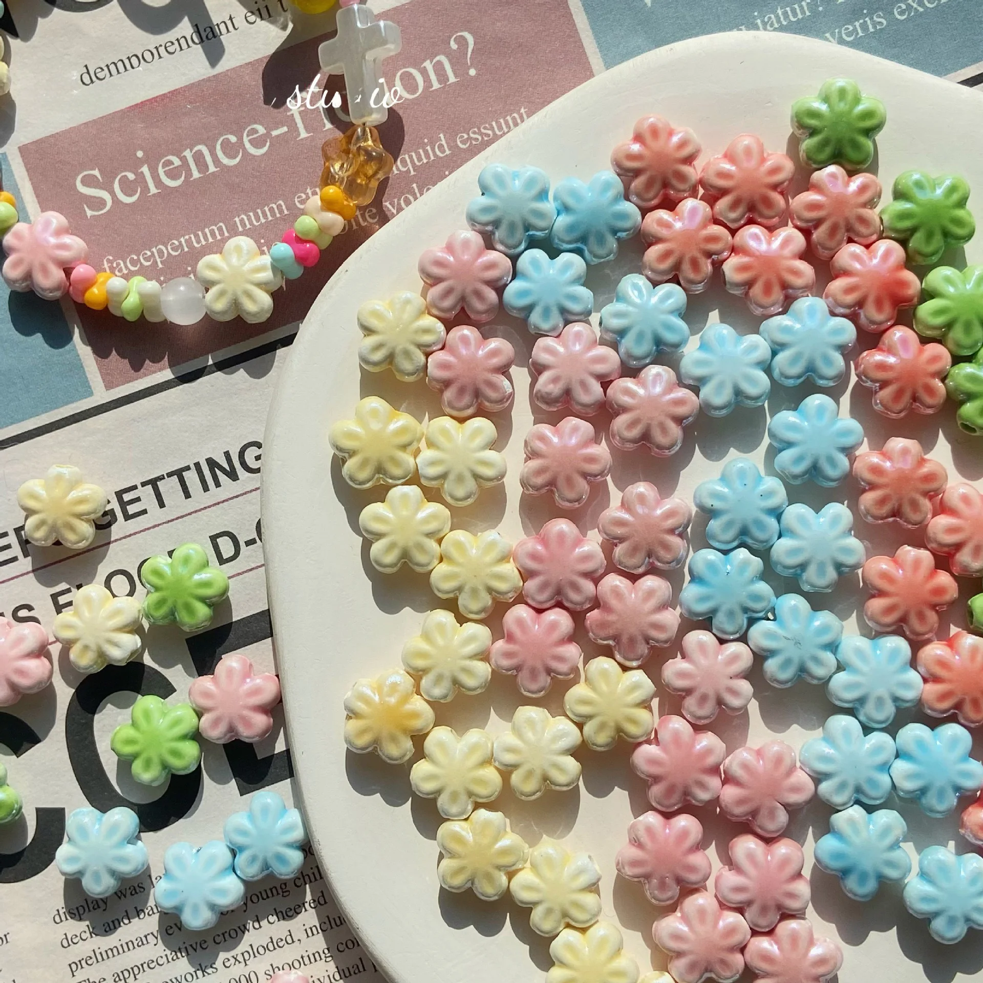 

10 шт. 12 мм разноцветные керамические бусины-разделители в форме цветка для браслетов, ожерелий, серег, для изготовления ювелирных изделий своими руками