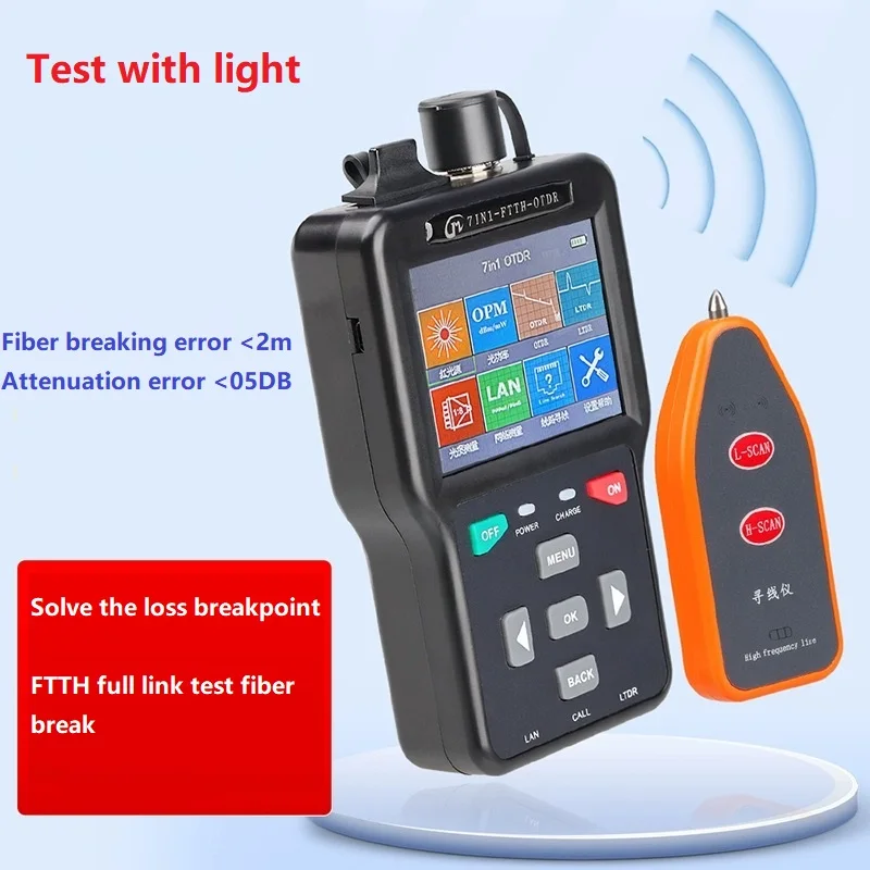 

7-IN-1 Pro OTDR Fiber Optic Reflectometer 7 Functions VFL OLS OPM Event Map 60KM Fiber Cable Ethernet Tester