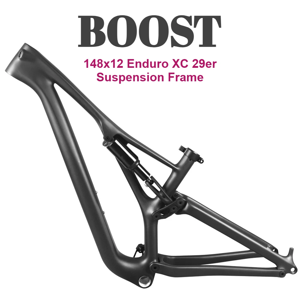 

Full Suspension Mountain Bike Frame with Shock T1100 Carbon 29er MTB Frame Boost 148*12mm Thru Axle BSA 73mm Bottom Bracket