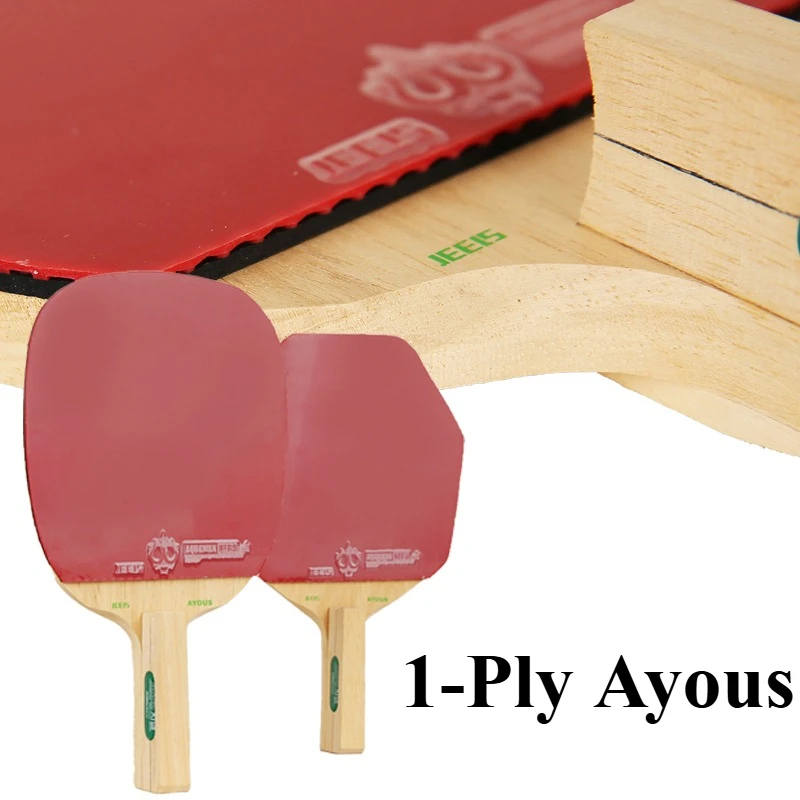 JEELS Japanese 1-Ply Ayous Wood Table Tennis Blade Hexagon/Square Larger Hitting Area Professional Ping Pong Paddle Training
