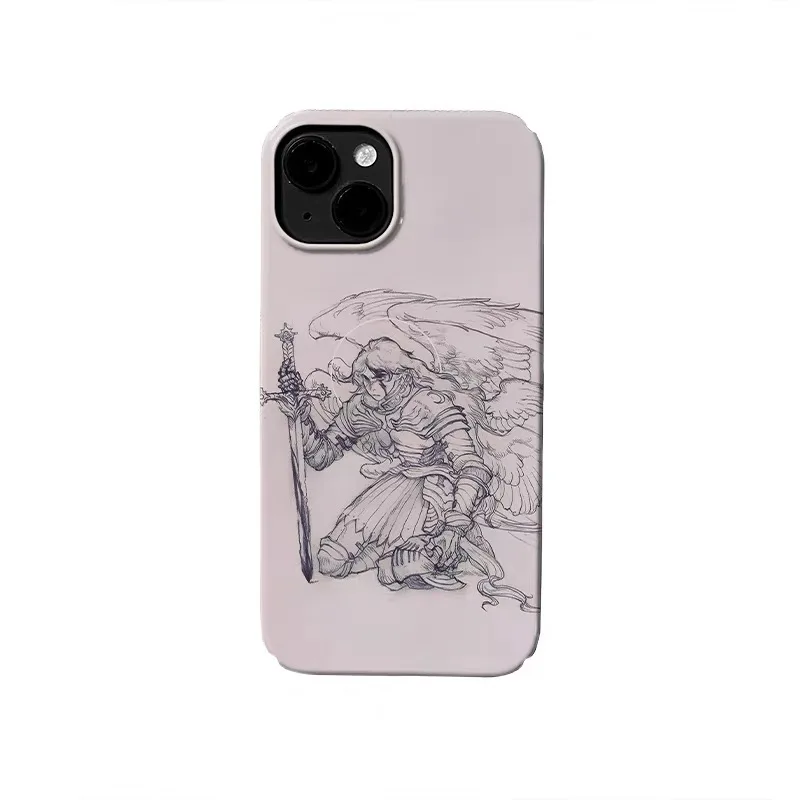 

Ins Korean Pink Pencil Battle Angel Case for IPHONE 17 16 ProMax 15 14 Plus 13 12 MINI 11 PRO 16Plus XS MAX Acrylic Phone Cover