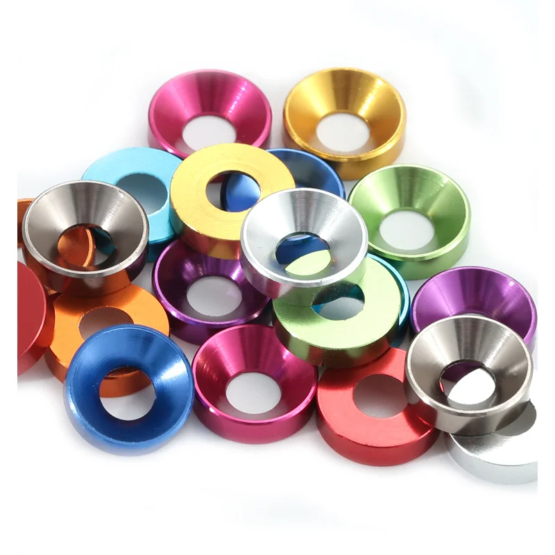 M2 M2.5 M3 M4 M5 M6 M8 Aluminum Alloy Countersunk Head Washer Head Bolt Washers Gasket Anodized Flat Head Washer Colorful
