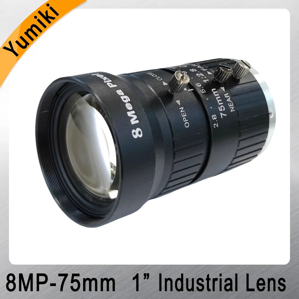 8MP 75mm Industrial Camera Telephoto Lens 1-Inch Industrial Machine Vision Lens FA Fixed Focus Low Distortion C Port