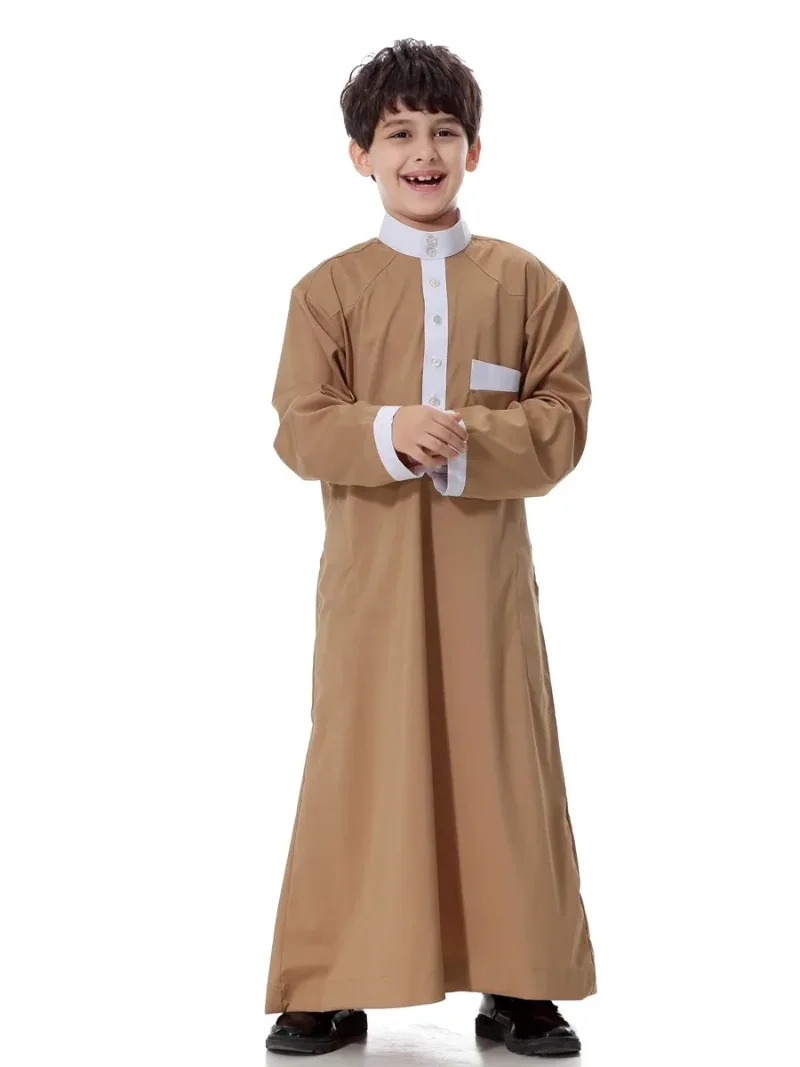 Ramadan Muslim Kids Boy Abaya Jubba Thobe Boy Long Dress Caftan Children Islamic Robe Dubai Arab Kaftan Saudi Arabic Dresses