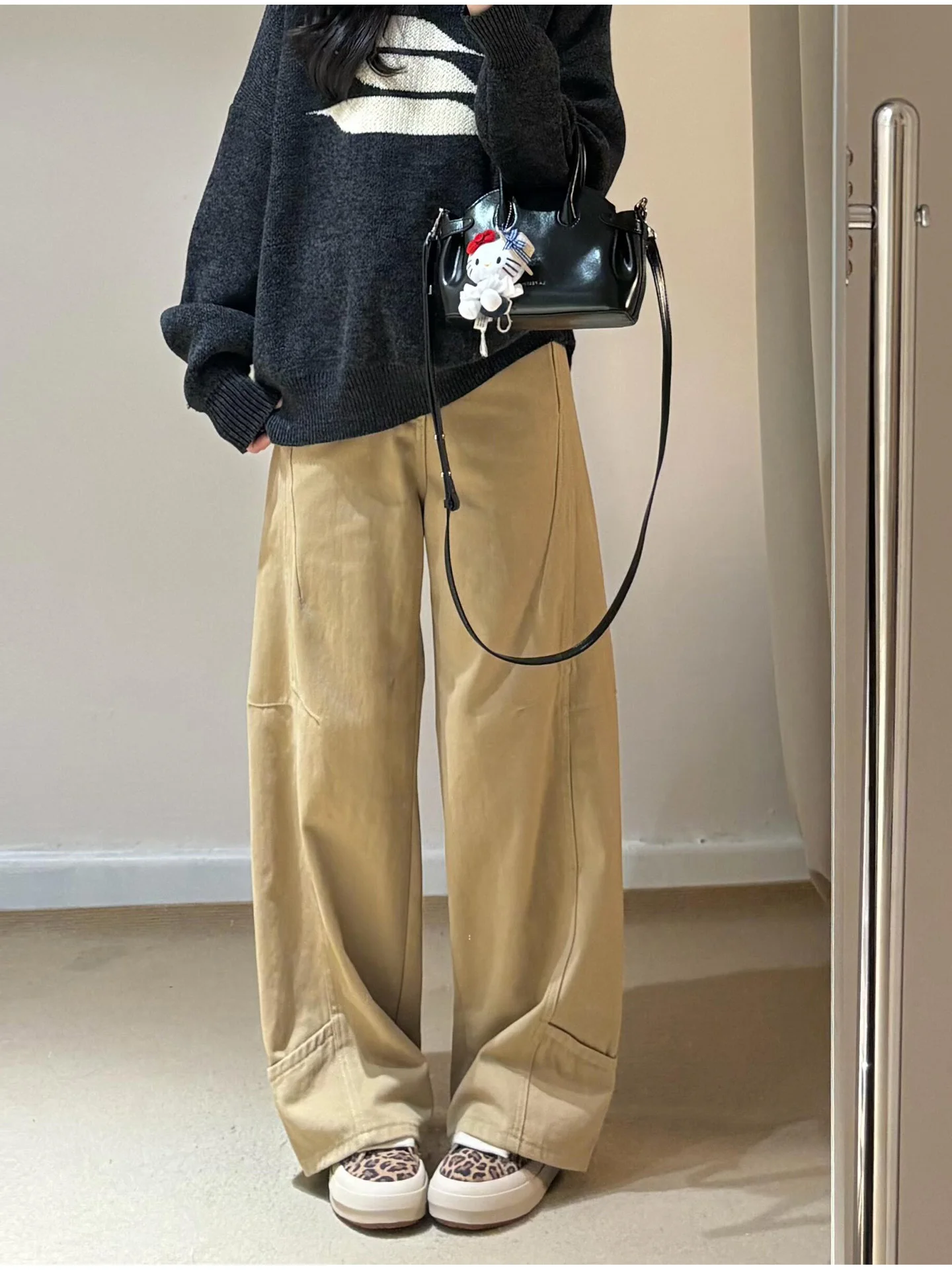 

High Waist Wide Leg Denim Jeans Women's Khaki Slim Fit Washed American Style Summer New Casual High Street Fashion
