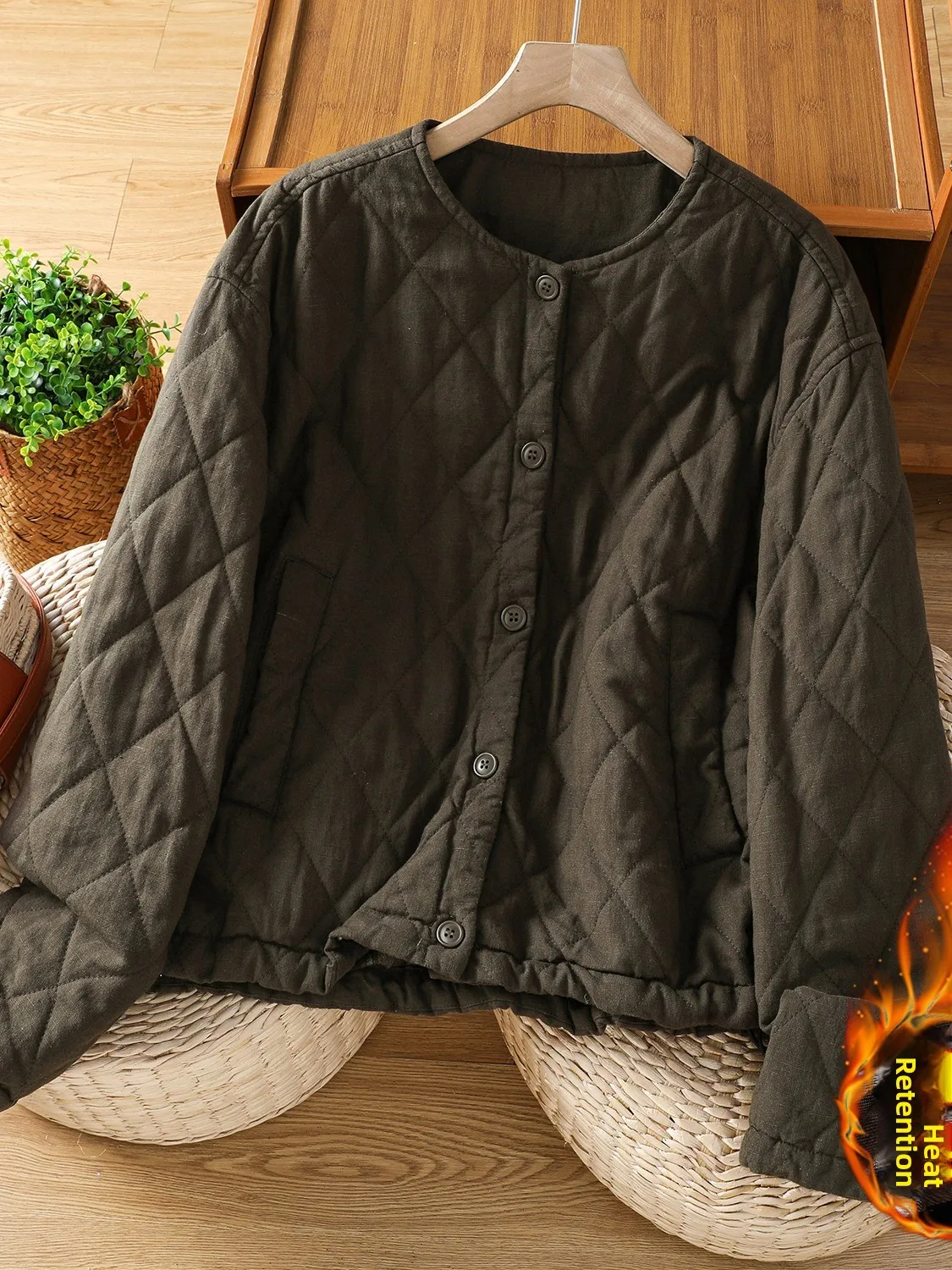High-End Artistic Diamond Pattern Unisex Thickened Winter Cotton Jacket Women's Warm Fluffy Large Size Casual Style Coat