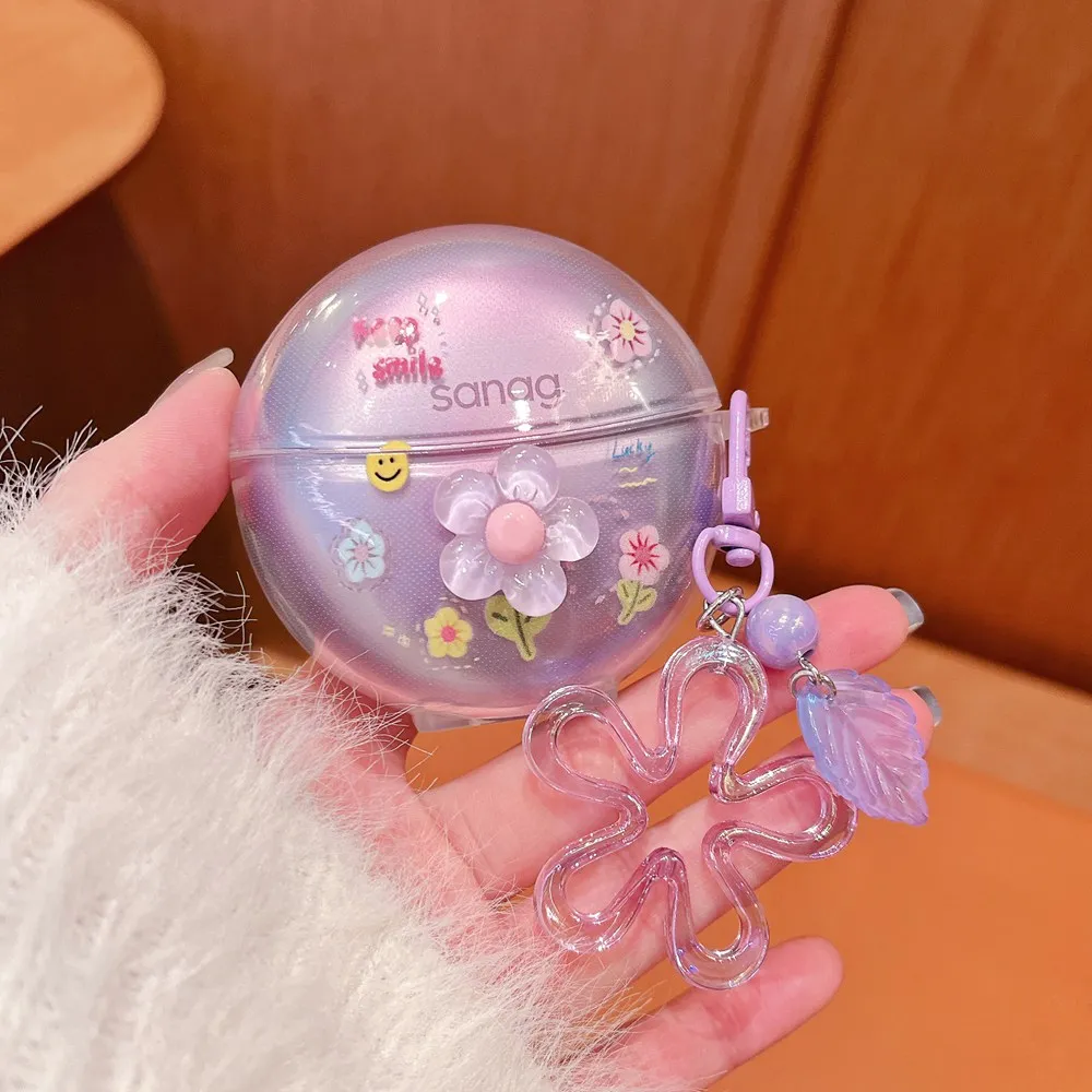 For Sanag S6S Free Clip Case 3D Star Flower Earphone Soft Cover For Sanag S6S FreeClip Headphones Box Fundas With Keychain