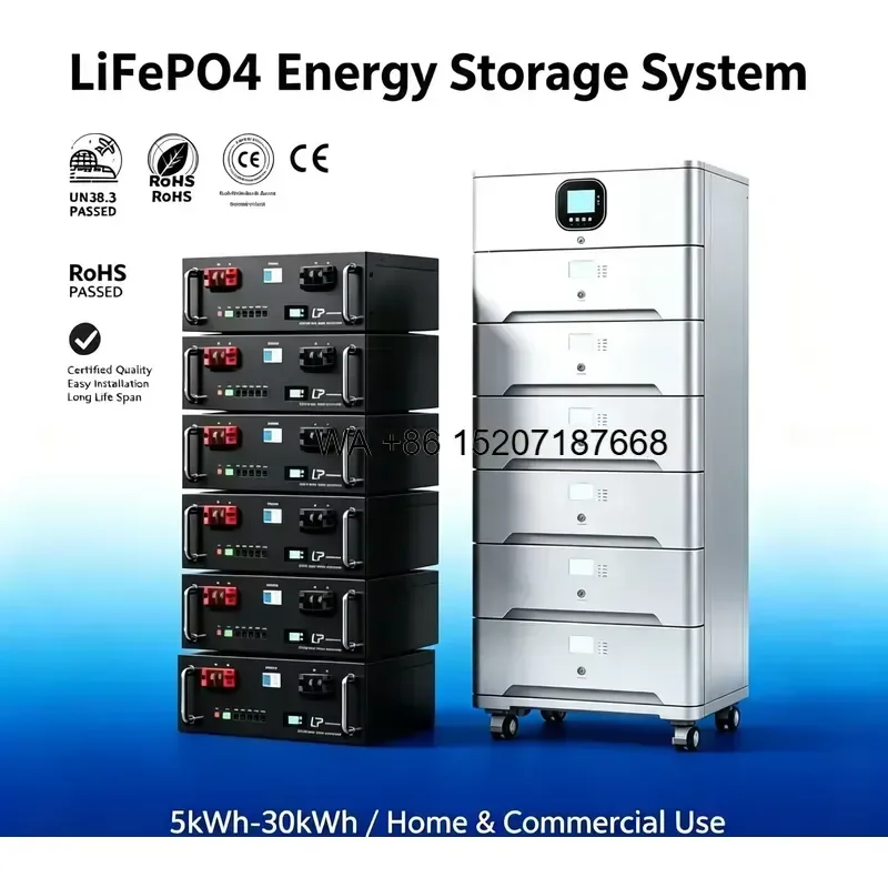 Wmwmnu 10kW Split Hybrid Solar System 16kWh LiFePO4 Battery ESS Complete Home Grid Tie CAN Bus Backup Power Floor Standing