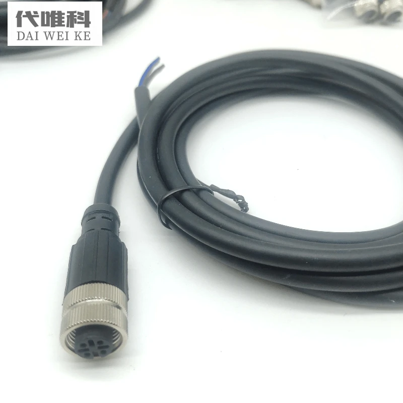 M12 sensor connector+8m128 braided shielded wire IP67 threaded plug connector straight/angle 4/5/8/12 pin adapter socket