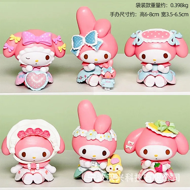 Sanrio Kuromi Doll Model Action Anime Figures HelloKitty Mymelody Pochacco Cinnamoroll Model Room Desktop Ornament Children Gift