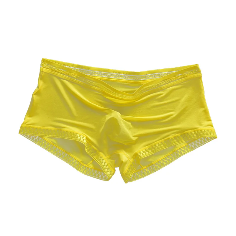 Calcinha Convexa 3D para Homens, Shorts Boxer de Seda Gelo, Roupa Interior Sexy, Transparente, Secagem Rápida, Lingerie Inferior Apertada, Grande Espaço