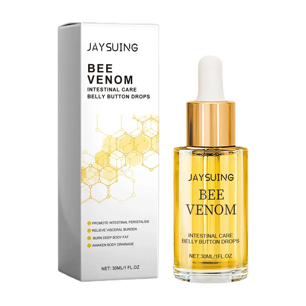 New High-end 30ml Bee Intestinal Detox Belly Button Burning Firming Curves Drops Tightening Massage Tummy Essence Body Fat R5S2