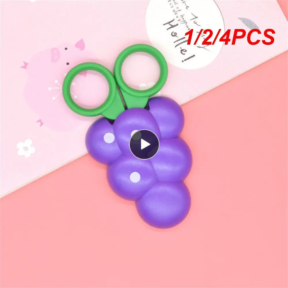 

1/2/4PCS Mini Children Fruit Scissor With Magnetic Sticker Fridge Magnet Carrot Strawberry Grape Banana Cute Small Safe Scissor