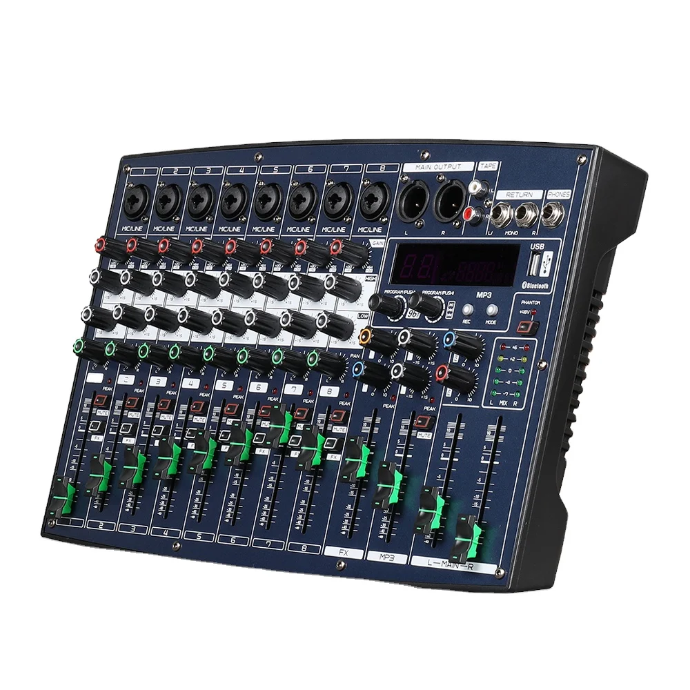 8 channels Multifunctional audio mixer