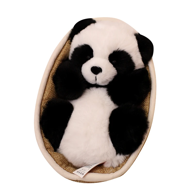Kawaii Simulation Plush Panda Toys Pet Doll Soft Stuffed Animal Rare Giant Pandas In The Basket Baby Kids Appease Toys Nice Gift
