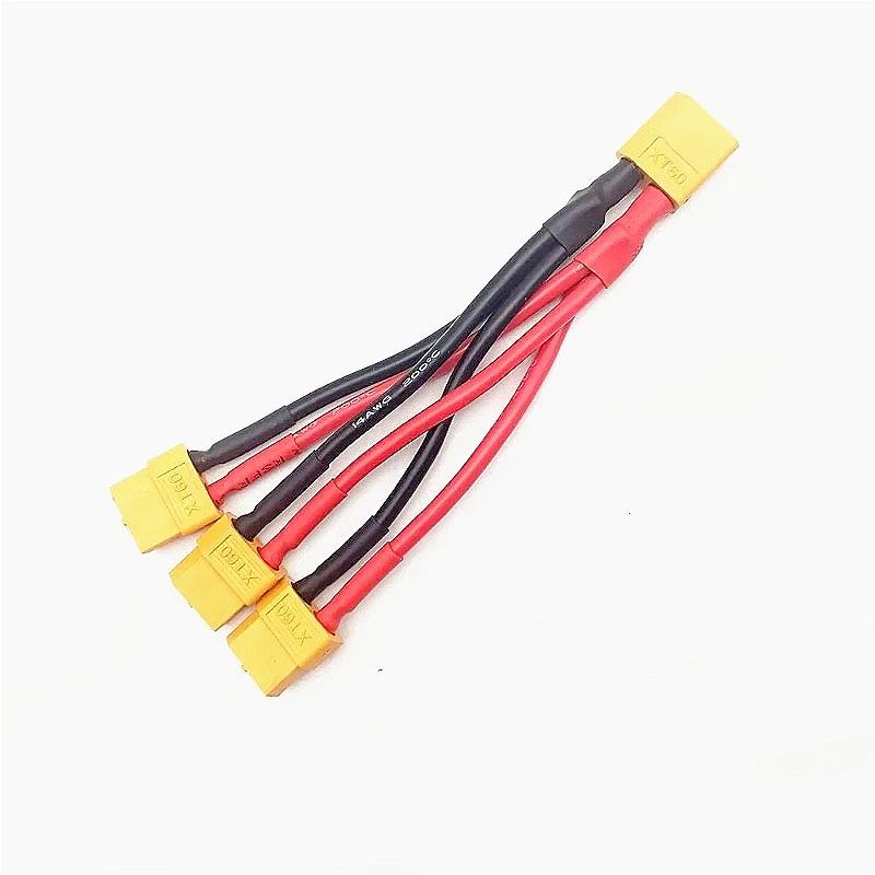Silicon Wire XT60 Parallel Battery Connector Male/Female Cable Double Extension Y-Splitter/RC Motor with 3-Way 14AWG 10cm