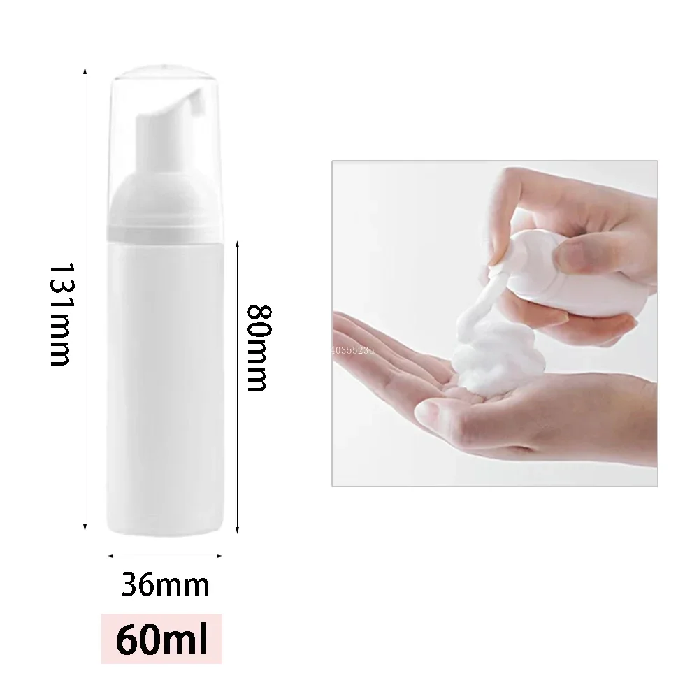 30Pcs 60ml Plastic Empty Foam Pump Bottle Eyelash Cosmetic Pump Bottle Cleaning Brush Eyelash Combing Brush Set Skin Care Tools