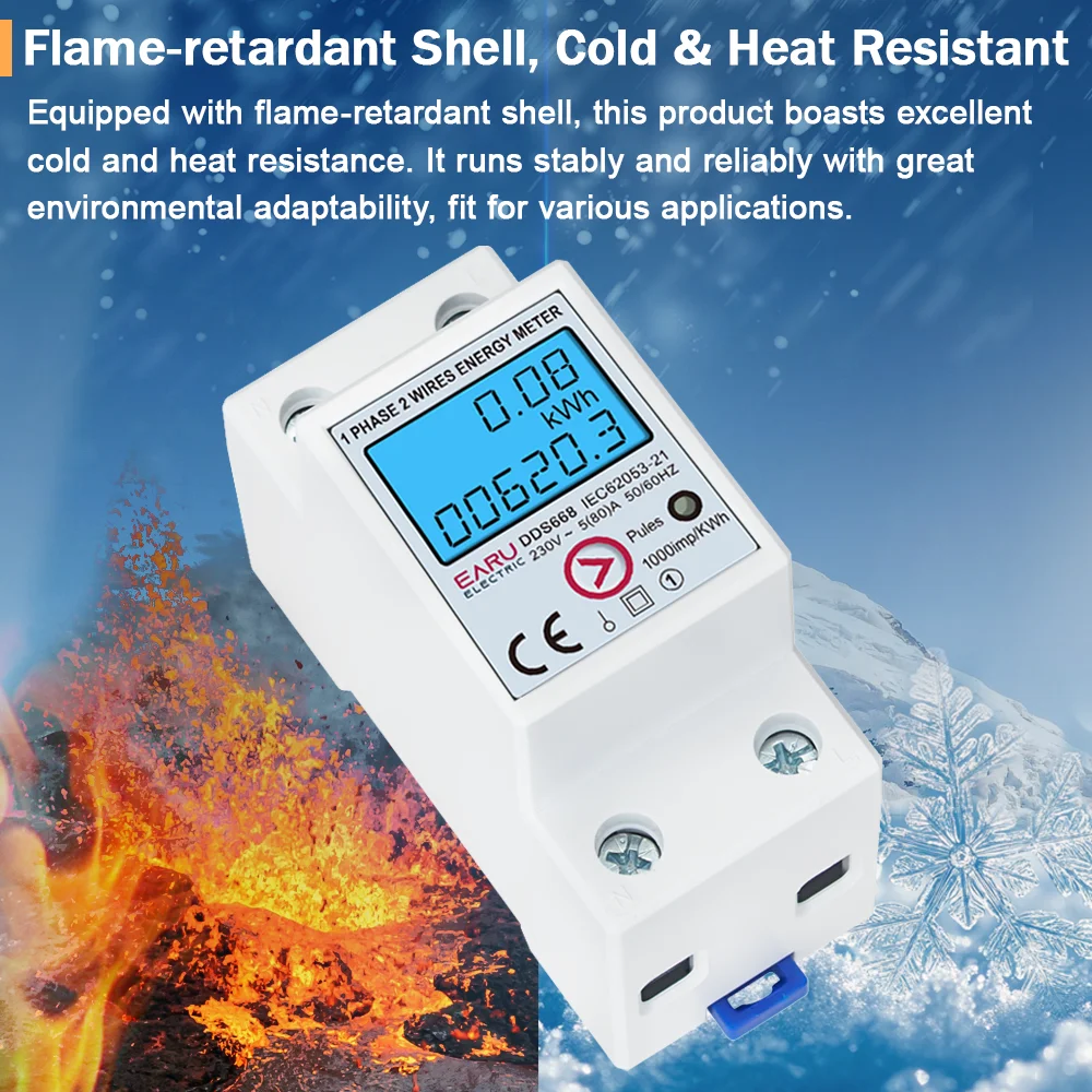 EARU 80A Einphasiger rücksetzbarer Strom-, Spannungs-, Wattstunden- und kWh-Energieverbrauchsmesser, Voltmeter, Amperemeter – Detail 7