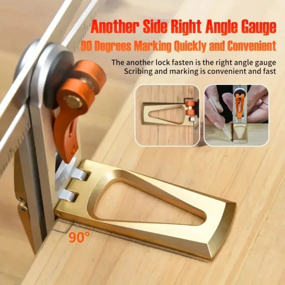 النجارة الخطاط حاكم الثقيلة T-شكل متعدد زاوية أداة الكتابة الفولاذ المقاوم للصدأ المنقولة زاوية حاكم تتوافق مقياس #4