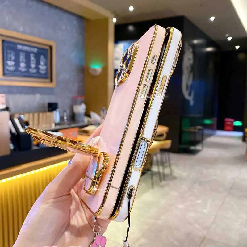 محظوظ البرسيم حزام الحبل الوردي زهرة حامل هاتف الحال بالنسبة Oneplus 9 9r 8T 10 Ace 11 11R 12 Pro Ace 2b 2 3 3 فولت حامل غطاء