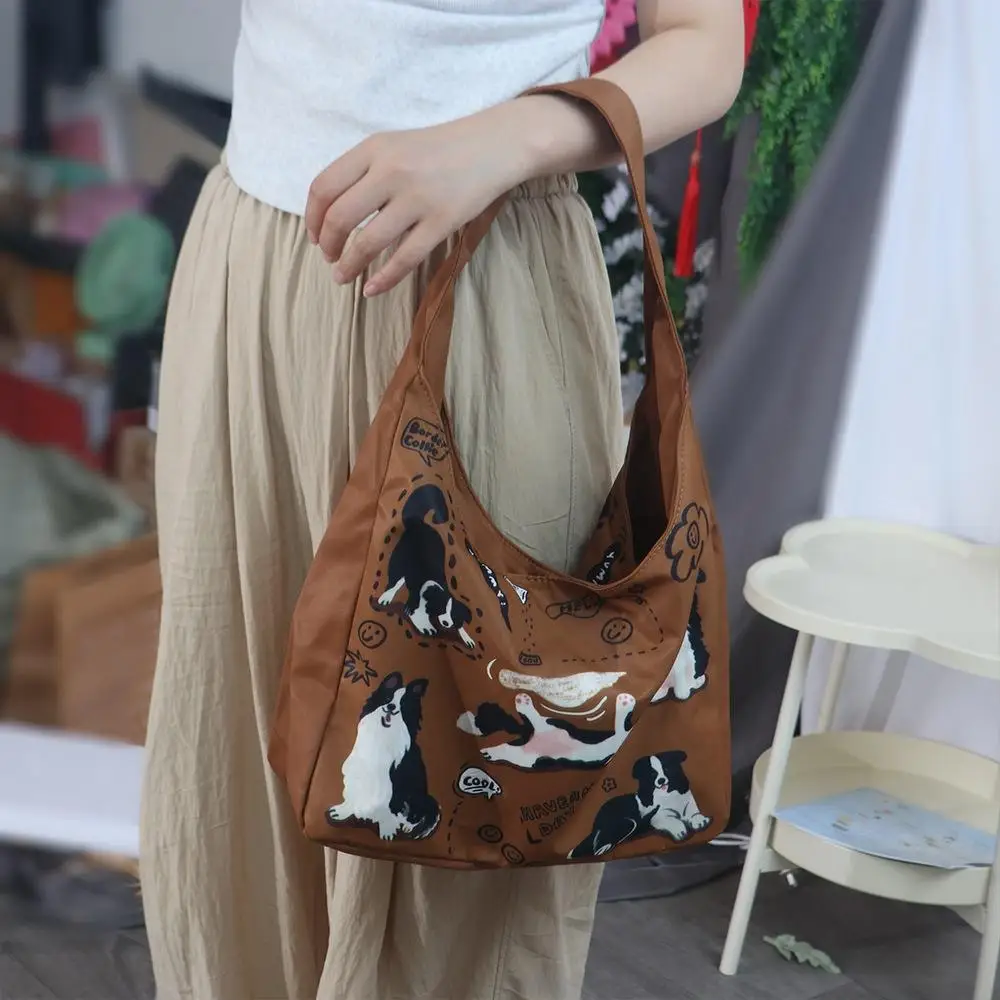 Fashion Large Capacity Retro Shoulder Bag Handbag Tote Bag Cute Dog Handbag‘ Shopping Bag Korean Style Canvas Bag Outing