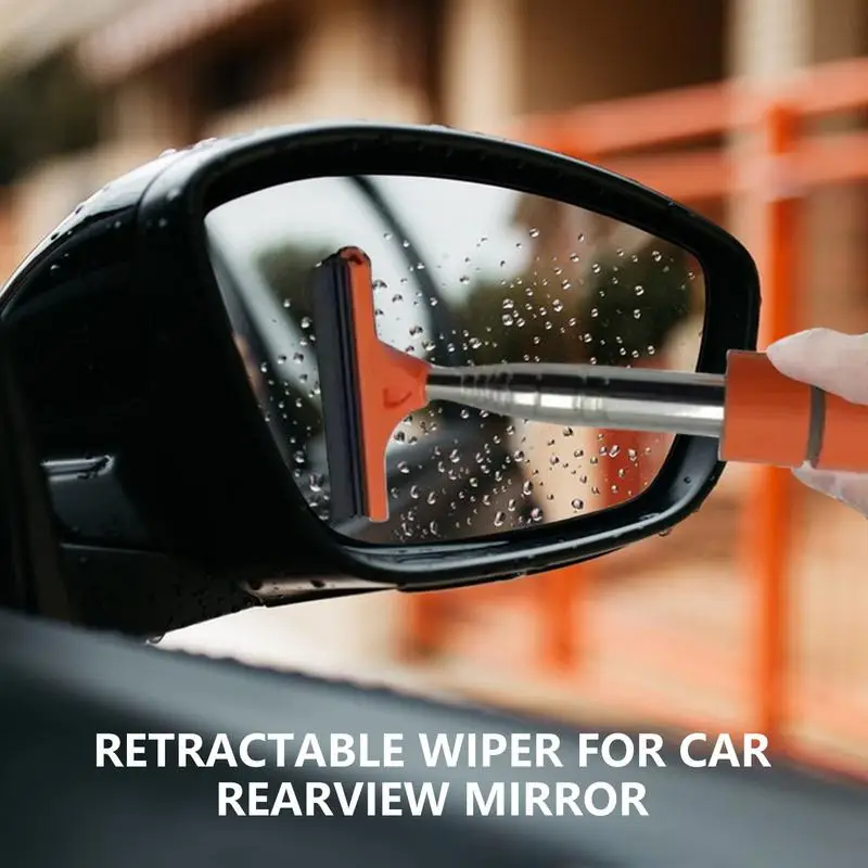 Car Rearview Mirror Wiper Portable Multi Functional Car Rearview Mirror Retractable Wipers Wiper Blades Car Wash Glass Wipers