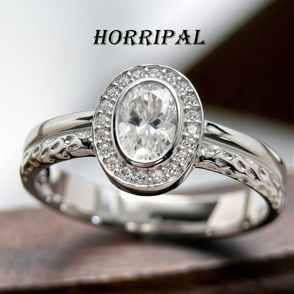 

HORRIPAL D VVS1 Moissanite Eternity Ring for Women S925 Sterling Silver GRA Certified Engagement Sparkle Double Row Fine Jewelry