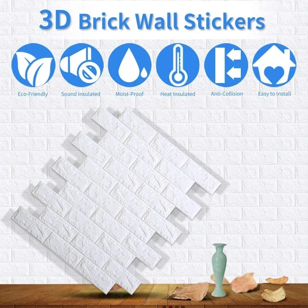 Imagem -02 - Impermeável Umidade Prova Pvc Tijolo Parede Adesivo Auto-adesivo Papel de Parede 3d para Decoração Mármore Padrão 10 Pcs