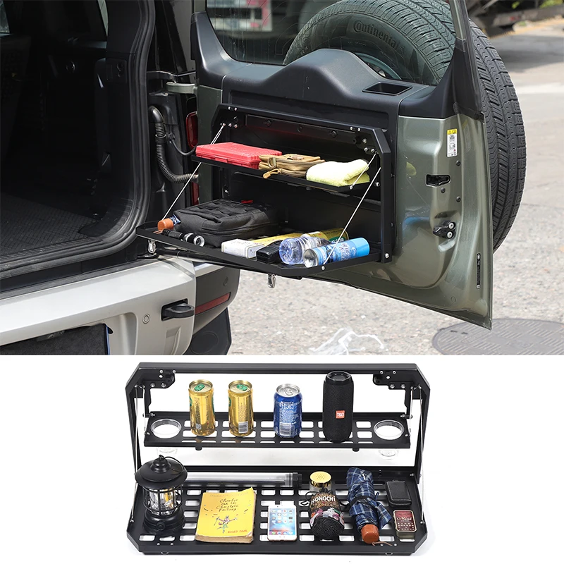 Aluminum Alloy For Land Rover Defender 90 110 2020-2024 Car Tailgate Multifunctional Foldable Storage Tray Rack Auto Accessories