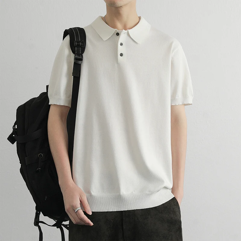 

Летняя высококачественная мужская футболка из трикотажного льняного полотна с коротким рукавом, тонкая, с отложным воротником, модная, с охлаждающим эффектом.