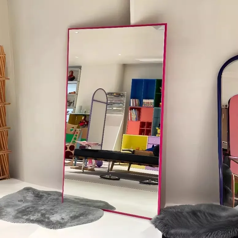 Danish Art Decoration Mirror Solid Color Minimalist Style Bedroom Vanity Mirror Customized Color Size  Changing Room Mirror
