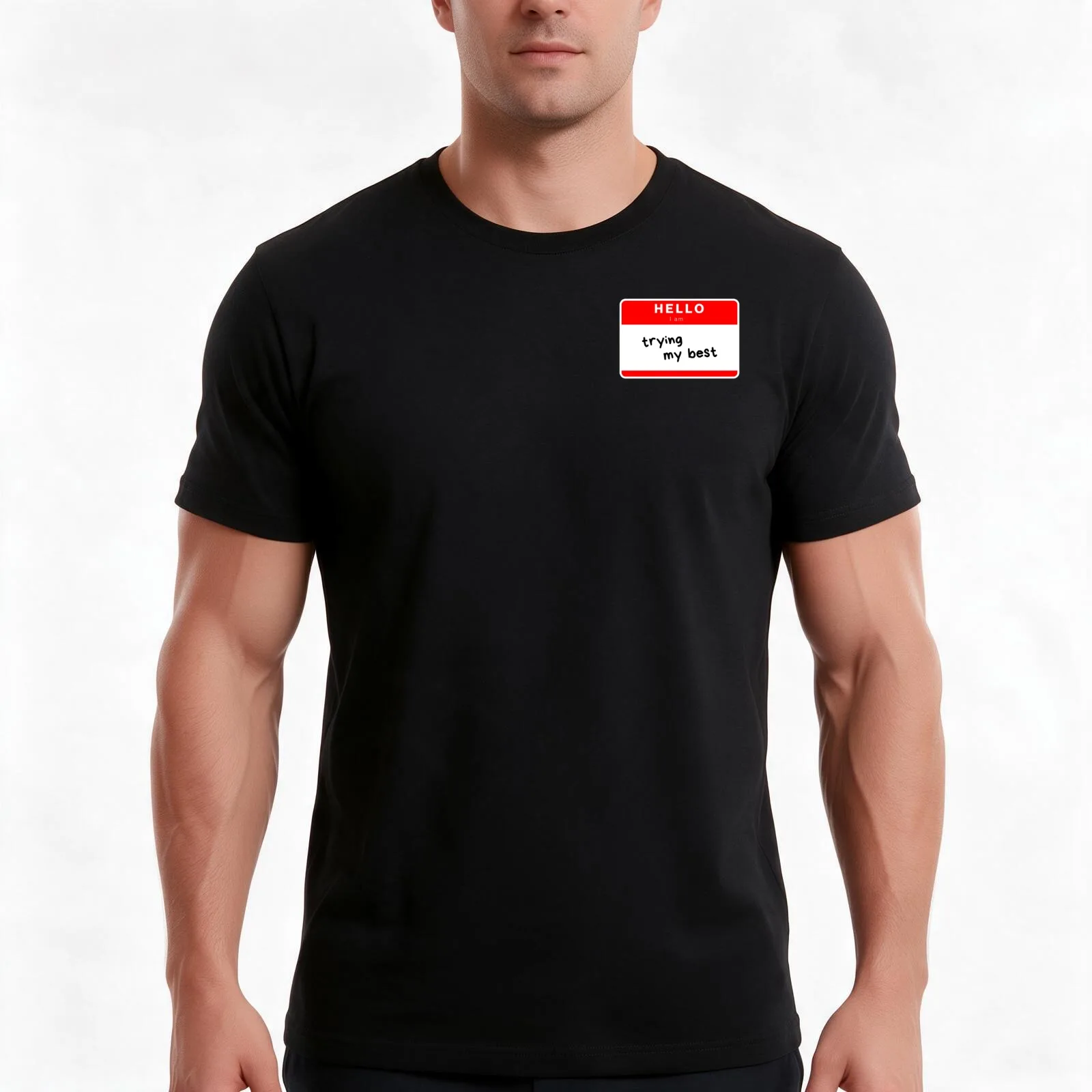 Hello, I'm Trying My Best T-Shirt, Summer Casual Cotton Tee, Oversized Streetwear Tops, Vintage Graphic Print, Unisex Men Women