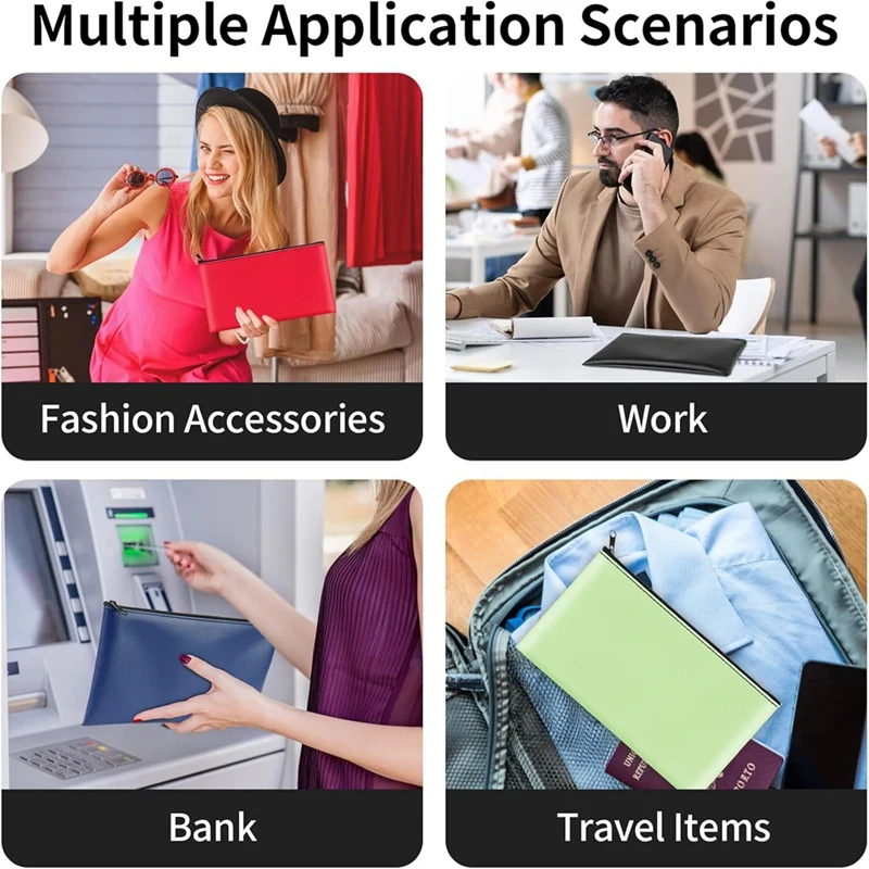 Zippered Money Pocket Secure Bank Pocket Forcoins, Bills, Checks, Invoices, Cosmetics