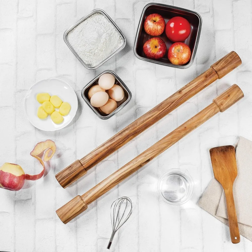 

Acacia Wood Rolling Pin Set, Ironwood Gourmet, 2 Long Pins for Baking