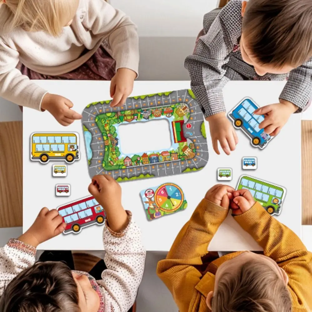 Jeu d'arrêt de Bus Animal de dessin animé, jeu de table multicolore, jeu de société Parent-enfant, jouets éducatifs, thème de transport