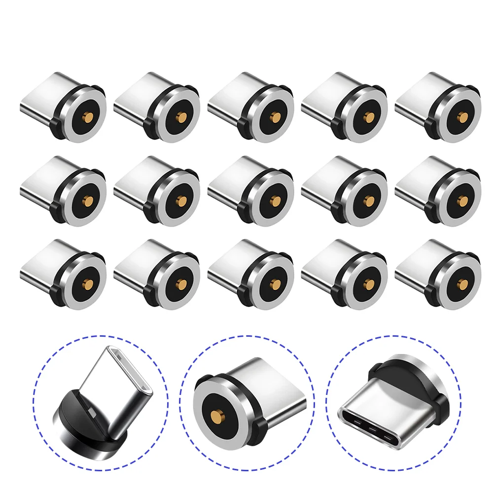 15pcs USB Type-c Magnetic Adapter Aluminum Rotating Magnetic Phone Adapter Tip Connector