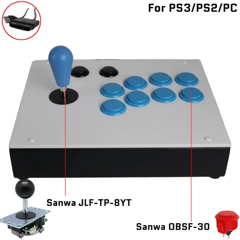 NEW FightBox R4 Arcade Fight Stick SANWA Button and Sanwa JLF-TP-8YT Joystick Game Controller for PS3/PS2/PC