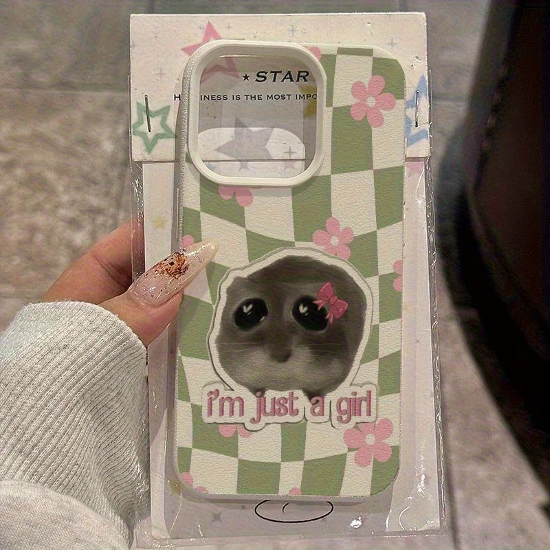 Funda de Teléfono con Diseño Floral y Cuadros Verdes de Hámster Adorable para iPhone 17 16 15 14 13 12 11 Pro Max XS XR Plus 17 Air 16 17 Pro, Cubierta Suave
