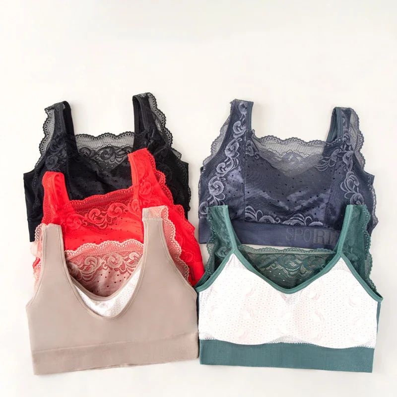 New Lace Seamless Large Size Women\'s Bra Comfortable Breathable Sports Beauty Back Vest Sleep Gathered Wrapped Chest Tube Top
