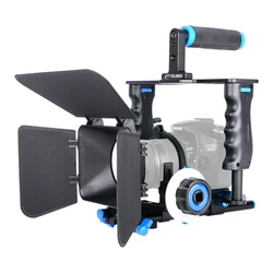 Camera Cage Rig Kit Universal with Grip Handle Cold Shoe Follow focus matte box for Sony Canon Panasonic Fujifilm Nikon