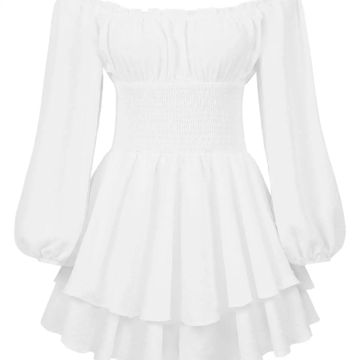 

Ele Женский цельный костюм Long Sve на одно плечо, повседневный, красивый, двухслойный, с воланами, полиэфирное волокно