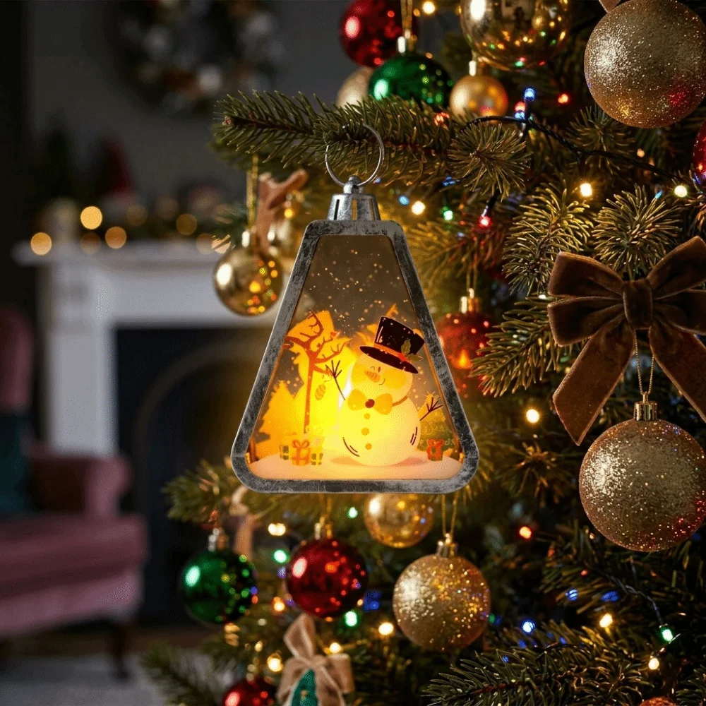 Vintage Style Christmas Lantern Decor Retro Design Soft Glowing Desktop Night Lamp Light Up Delicate Craftsmanship