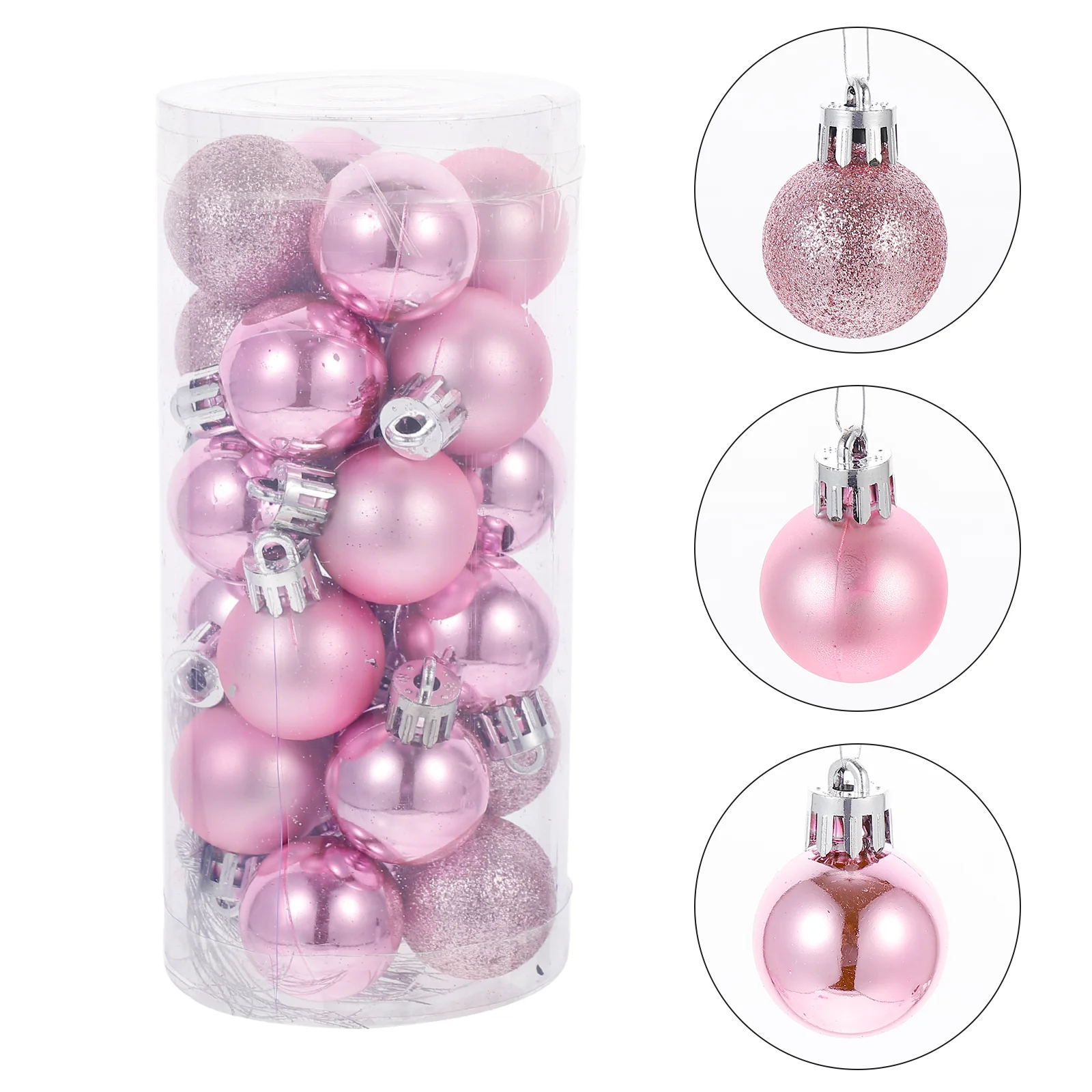 

24 Pcs Golden Ball Decor Party Decoration Pink Baubles for Christmas Tree Hanging