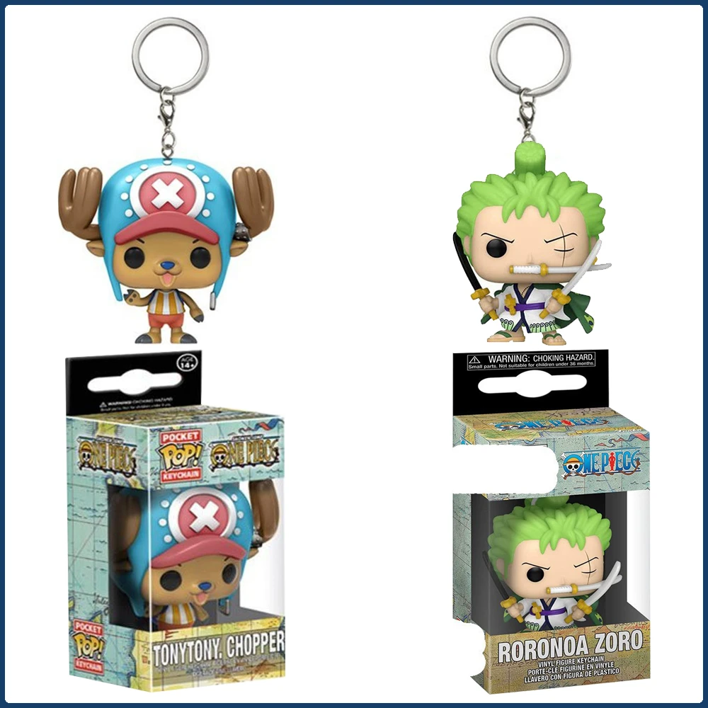 

FUNKO Keychains One Piece Roronoa Zoro TonyTony Chopper Kwaii Compact Anime Doll Pendant Pocket Keychain Toy Gift for Children