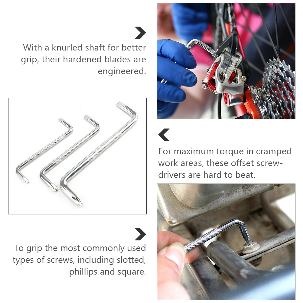 

3pcs Z Shaped Offset Screwdriver Set 90 Degree Angled Tips For Tight Spaces Double Head Manual Screwdrivers Household Repair