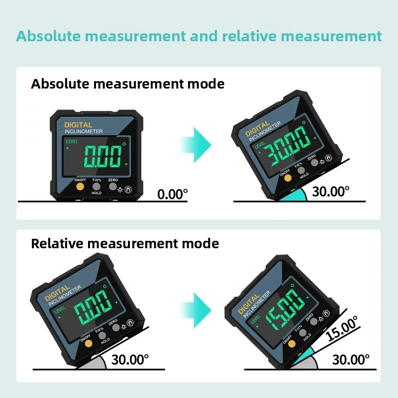 High-precision electronic digital display inclinometer, inclinometer box, slope gauge, level, protractor