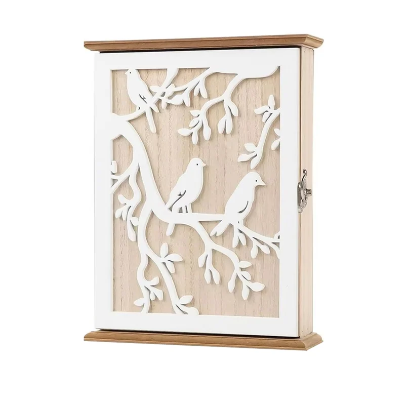 

ABSE-Key Ring Holder Key Storage Lock Box Wooden Modern Organizer Cabinet For Home Office Hallway For Home Decor