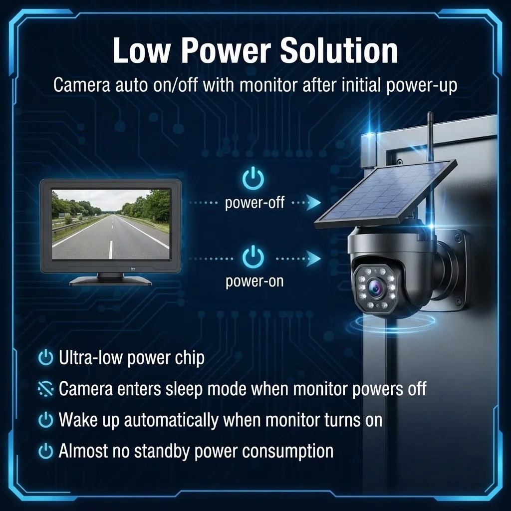 7/9/10.1 Inch IPS 1024×600, 720P Camera, Max 2 Cameras，Magnetic Solar Digital Wireless Truck Monitoring System