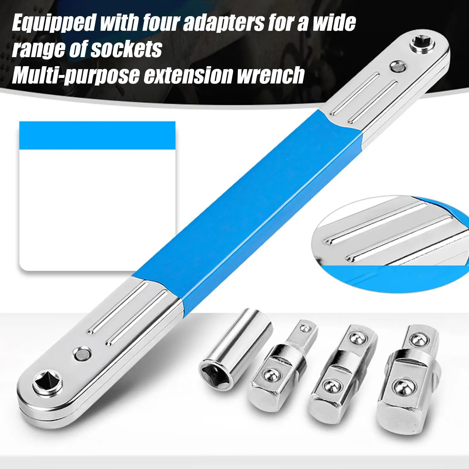 

Offset Extension Wrench with 1/4in 3/8in 1/2 inch Square Drive Adapters Ratchet linkage quick right angle wrench extension rod